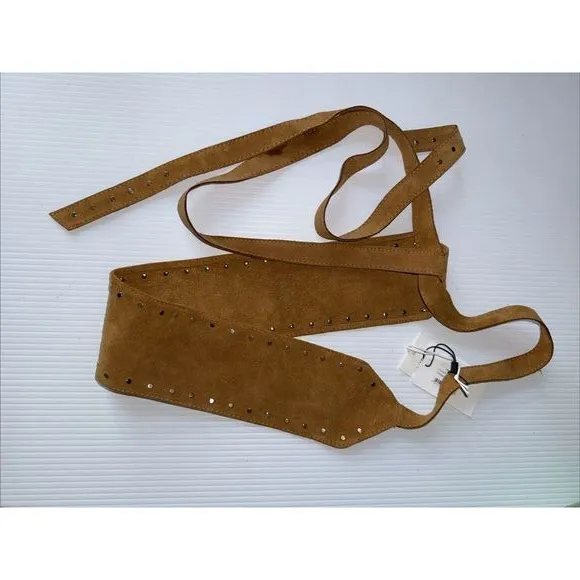 CLAUDIE PIERLOT Brown Suede Belt Women's‎ Leather Studded Adjustable NWT - Image 5