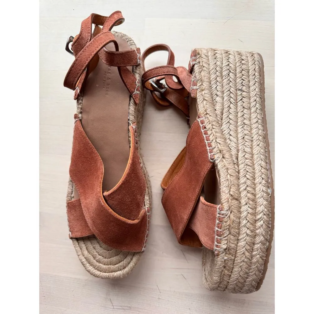 Rag and Bone Hera Espadrille Wedge Suede Sandal Size 39.5/ US 9.5 - Image 7