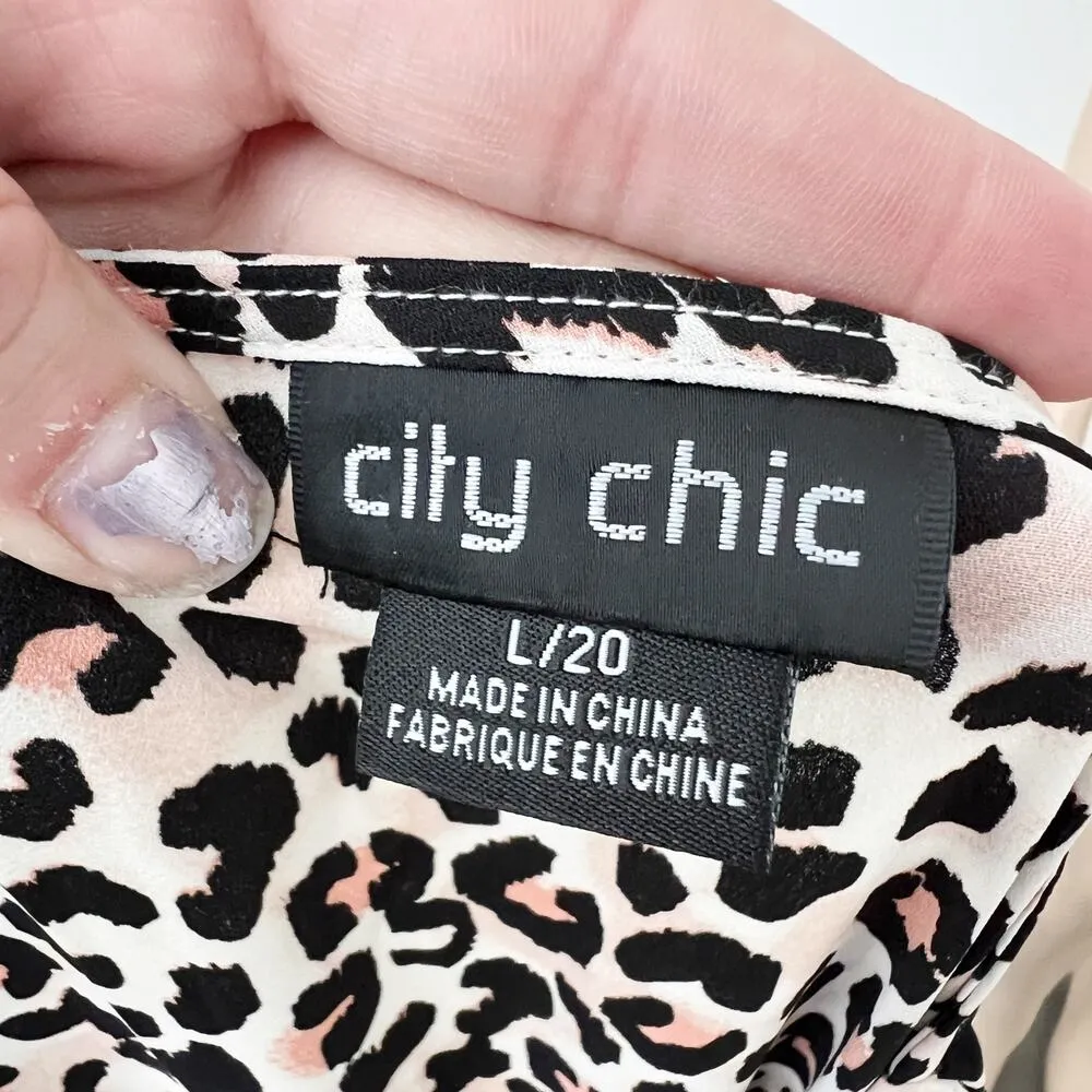 [City Chic] Prowess Swish Leopard Print Midi Dress Ruffle Hem V-Neck Sz Large 20 - Image 11