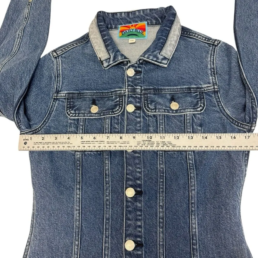 Daily Blue‎ Denim Jean Jacket XS Western Casual Collared Button Up Coat - Image 7