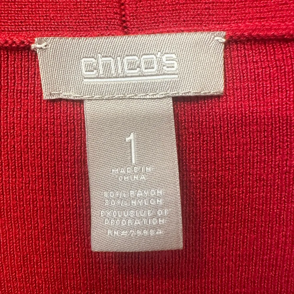 Chico's Red Fringe Cardigan Sweater - Image 3