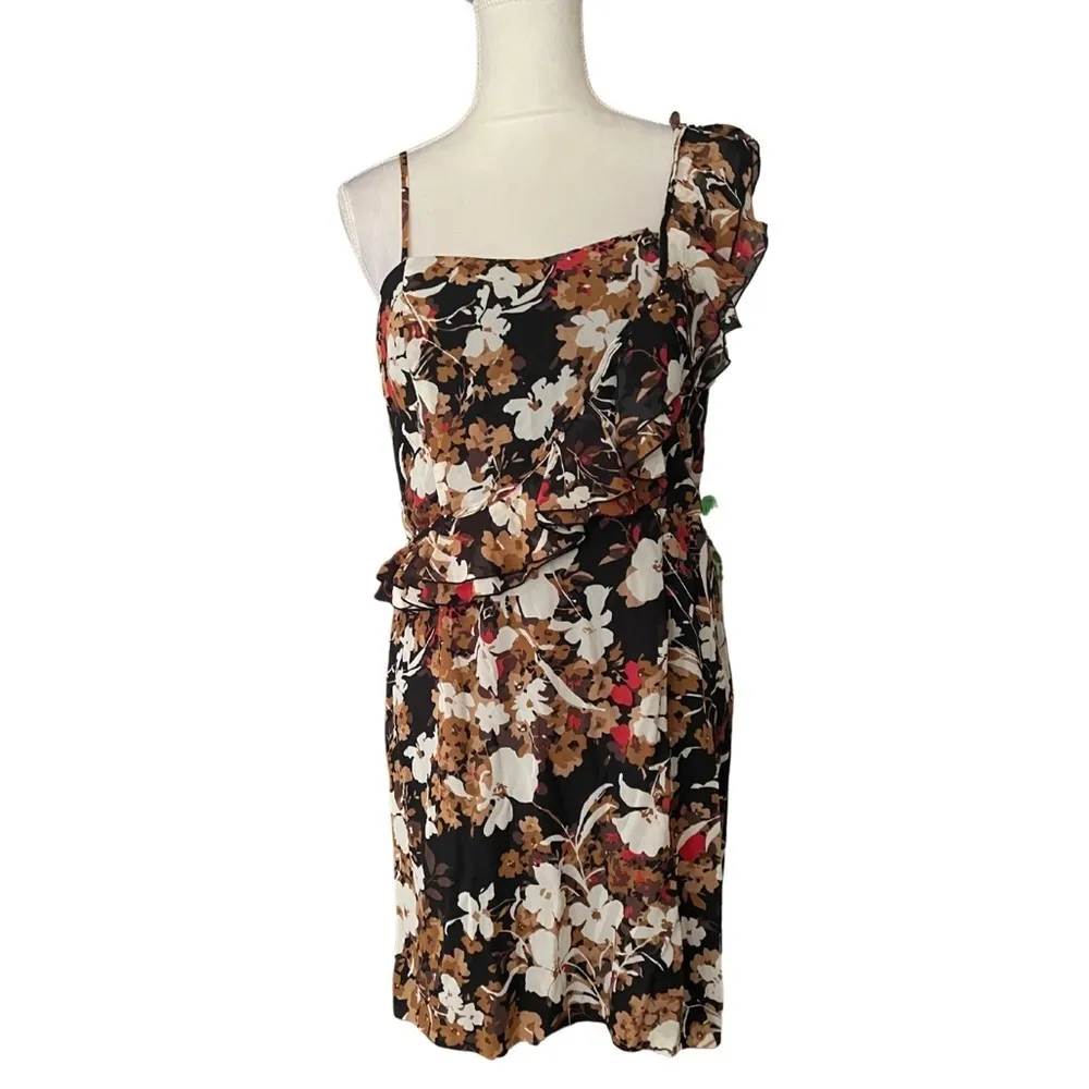 Alyn Paige Floral Print Dress With Ruffle Sleeves NWT Sz 12 Knee Length - Image 13