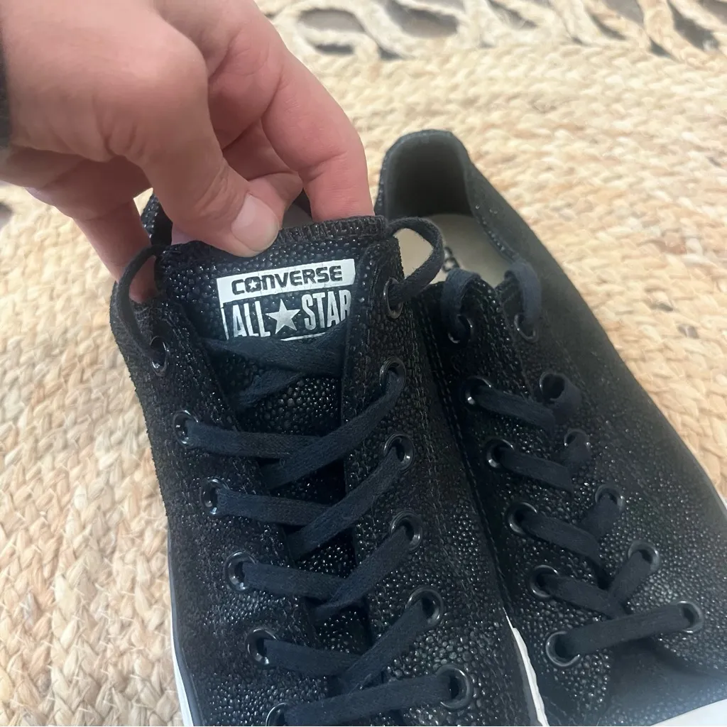 Converse All Star Pebbled Leather Black Shoes Sneakers Womens US 9 - Image 3