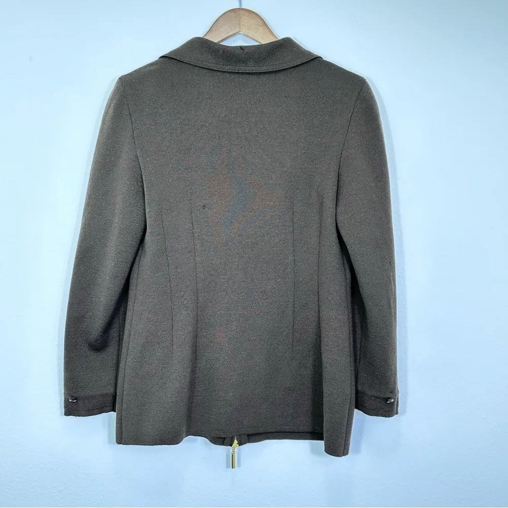 Escada Chocolate Brown Wool Cashmere Zippered Jacket Women's German Size 36 US S - Image 7