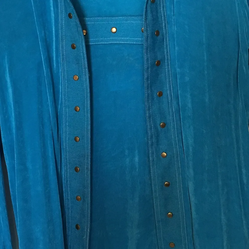 Slinky Brand Women’s Versatile Two Piece Studded Stretch Cardigan Tank Set - Image 3