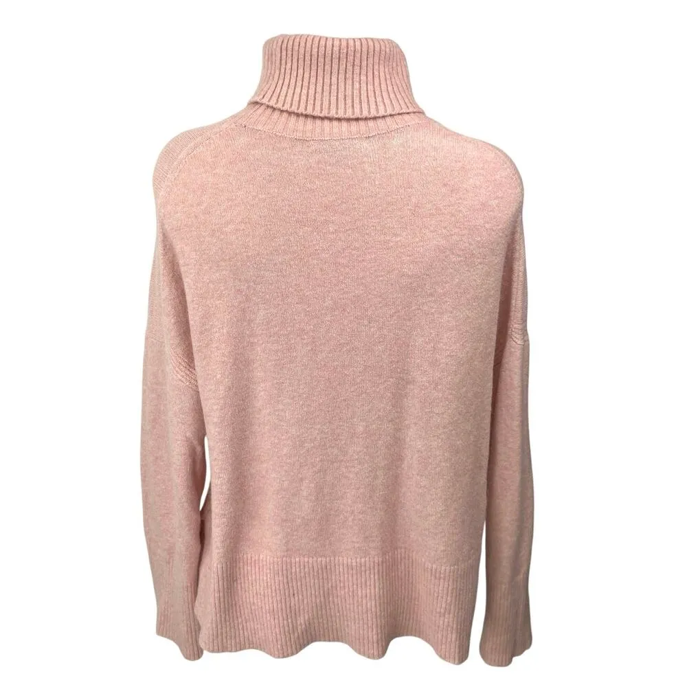J.Crew Pink Wool Foldover Ribbed Knit Long Sleeve Pullover Sweater Top Size M Size M - Image 2