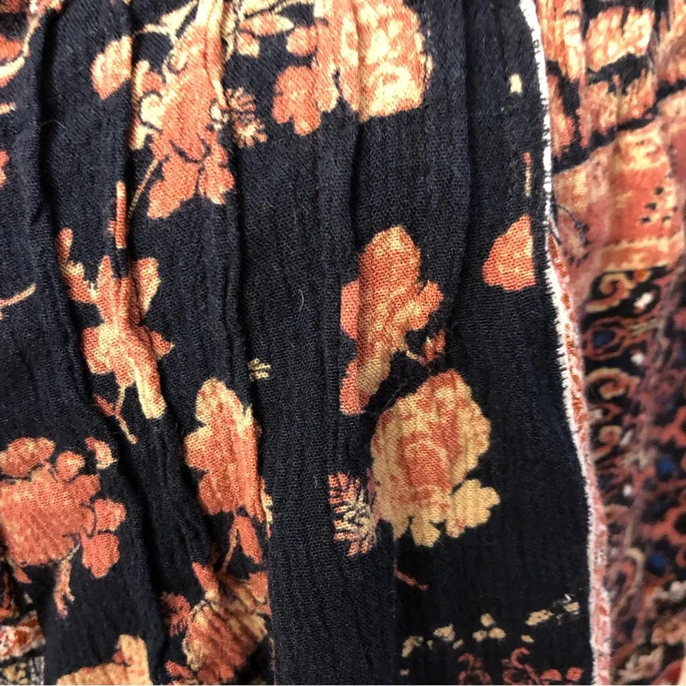 Size M Womens Boho Peasant Floral Patchwork Blouse Multicolor - Image 7