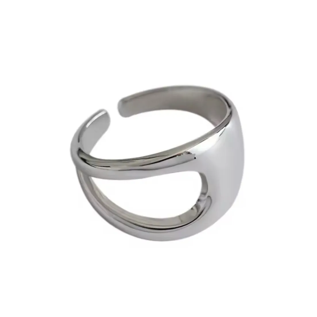 NEW Wide Unique Polished 925 Sterling Silver Ring, Adjustable‎ - Image 6