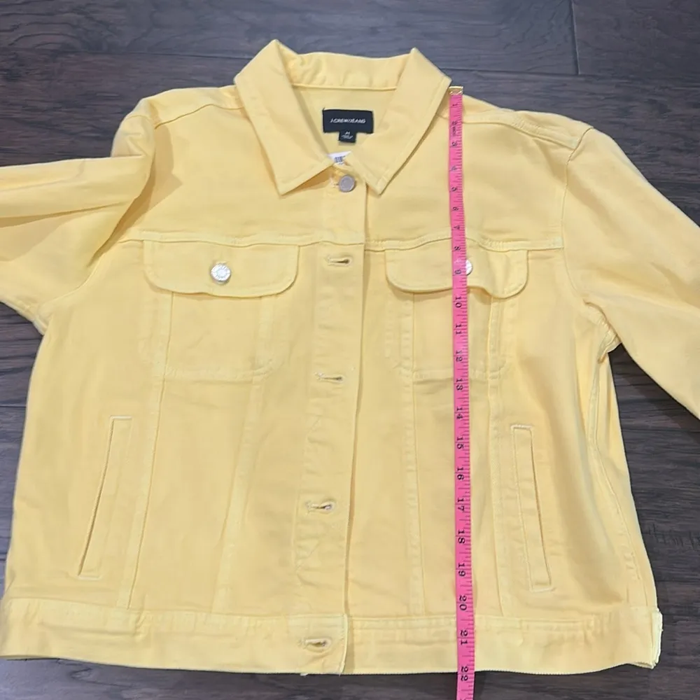 NWT JCrew Bright Yellow Denim Jacket Sz M - Image 8