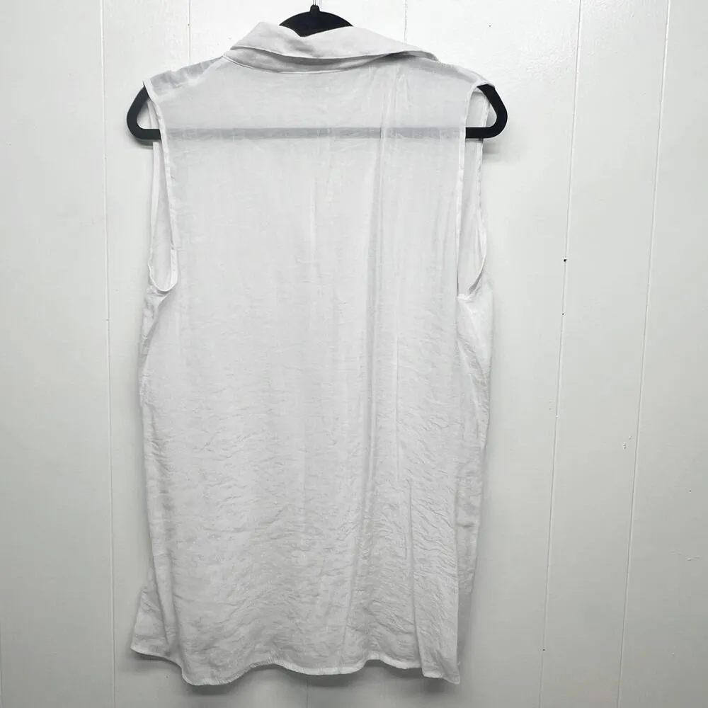 Cristina B. Womens Top XL Pin Tuck Lightweight Beachy Coastal Nautical Capsule White - Image 5