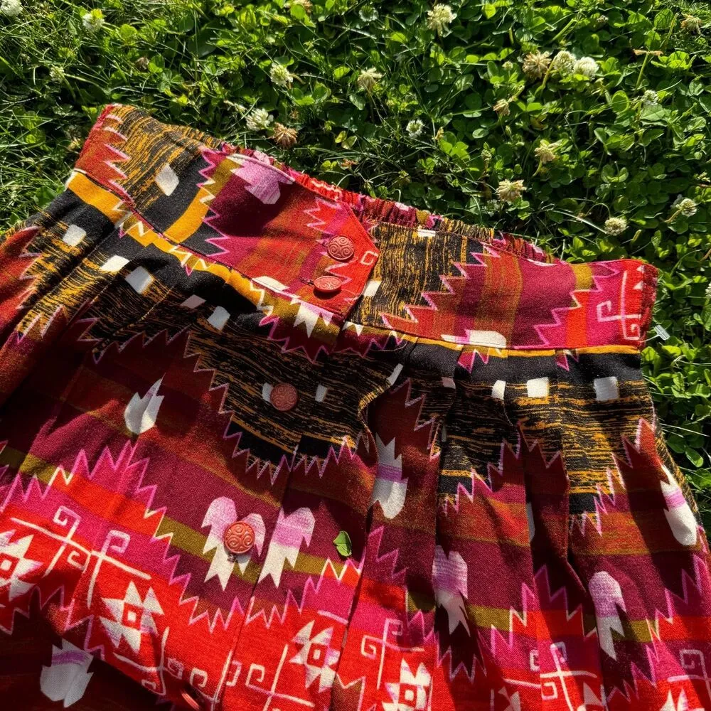 VTG Art Teacher Aztec Maxi Skirt Size 8 - Image 3