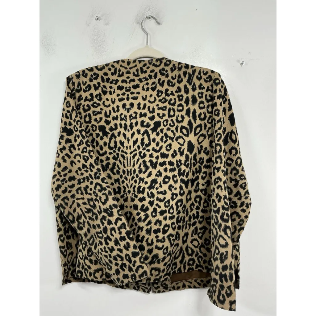 Womans Cathy By Cathy Daniel’s Long Sleeve Blazer 14 Brown Black Zip Up Slits - Image 2