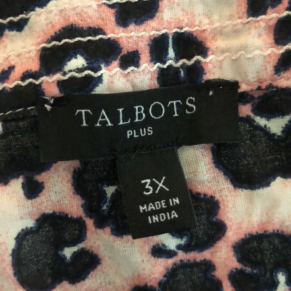 Talbots 3x COTTON TRAPUNTO POPOVER - LEOPARD PAISLEY top - Image 3