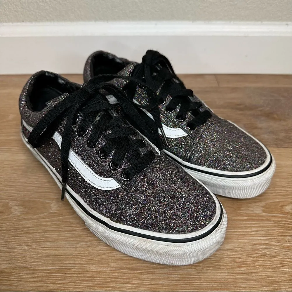 Vans Unisex Old Skool Skateboard Rainbow Glitter Sneakers - Image 2