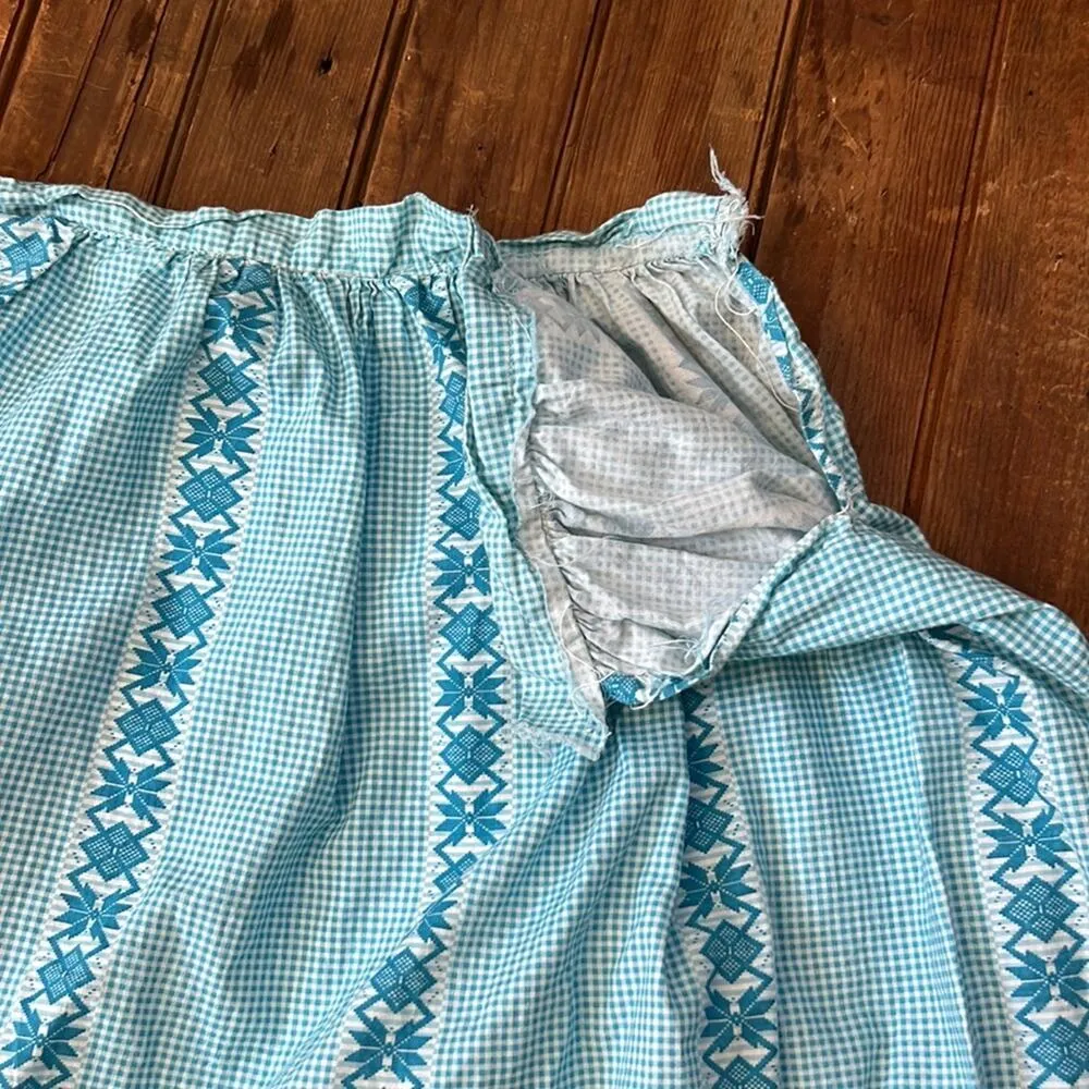 Vintage Cottagecore home made cotton skirt prairie size large resuce Blue - Image 3