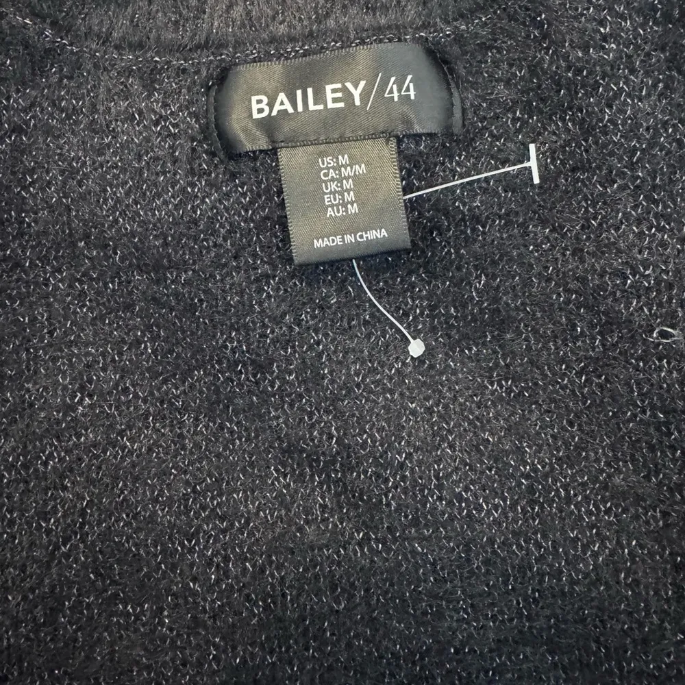 Anthro Bailey 44 Women’s Shiny Black Short Sleeve Sweater Sz M NWT MSRP: $150 - Image 10