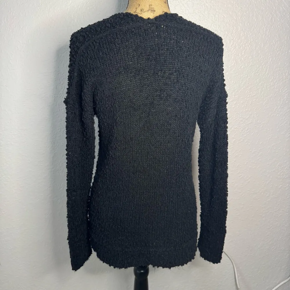 Abercrombie Fitch V-Neck Teddy Tunic Sweater Black Size S Cozy Lounge Classic - Image 8