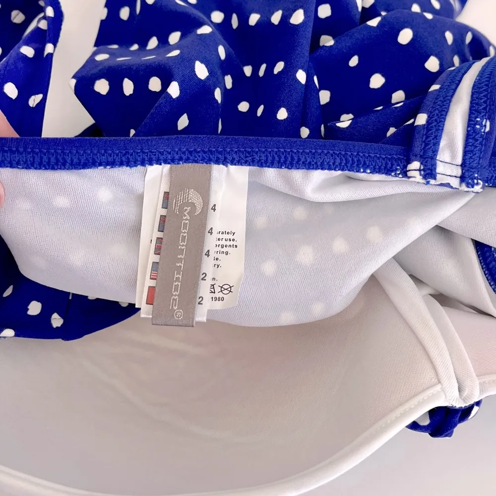 Moontide Blue and White Polka Dot Retro One Piece Bathing Suit, Size 12 - Image 5