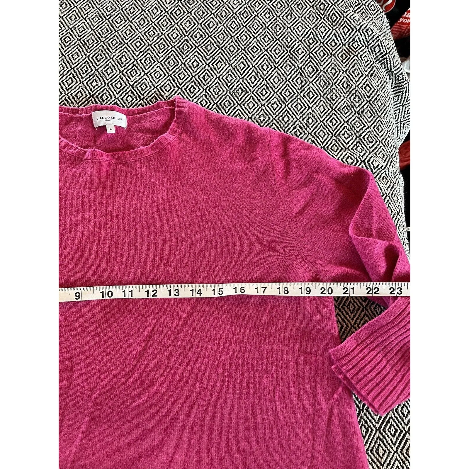 Bianco & Blu Sweater Womens Large Italy Merino Wool And Cashmere Blend Pink - Image 3
