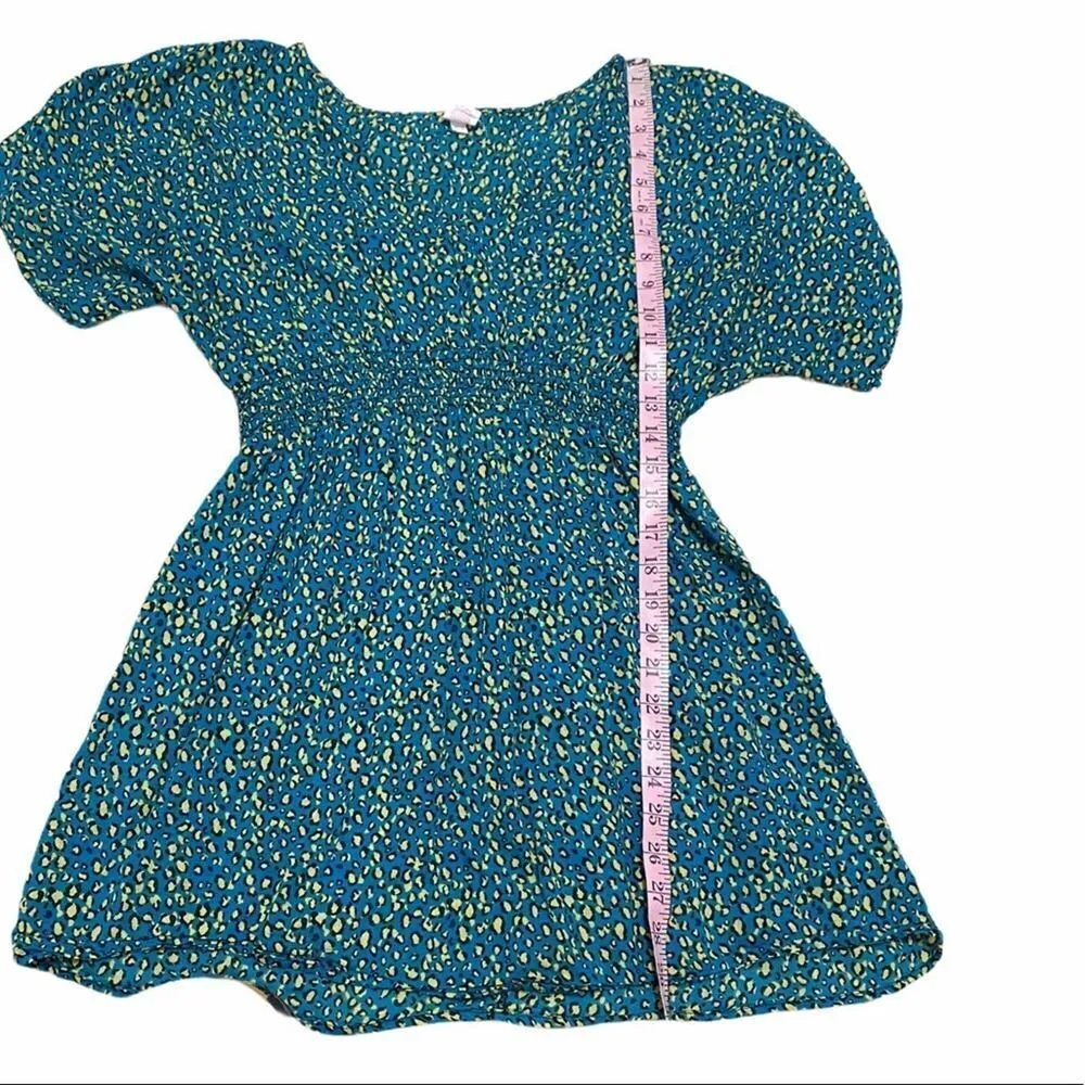 Xhilaration V-Neck Cheetah Leopard Animal Print Swim‎ Cover Up Blue Green Large - Image 5