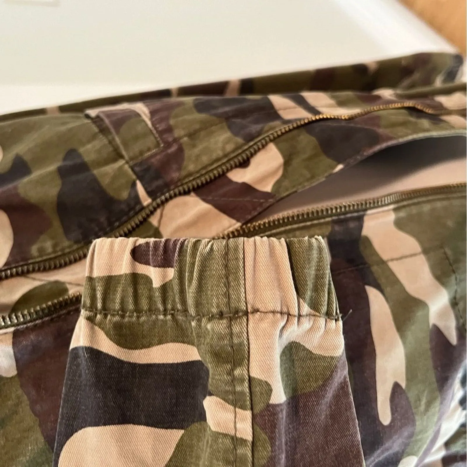 Old Navy Womens XS Camo Utility Jacket green drawstring cotton - Image 4