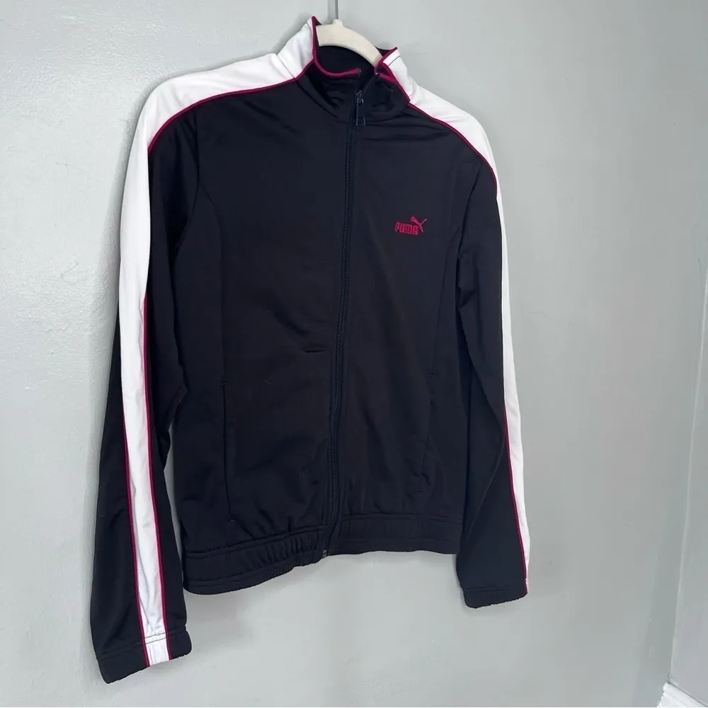 Puma Black White Pink Zip-up Sweatshirt Jacket Small - Image 4