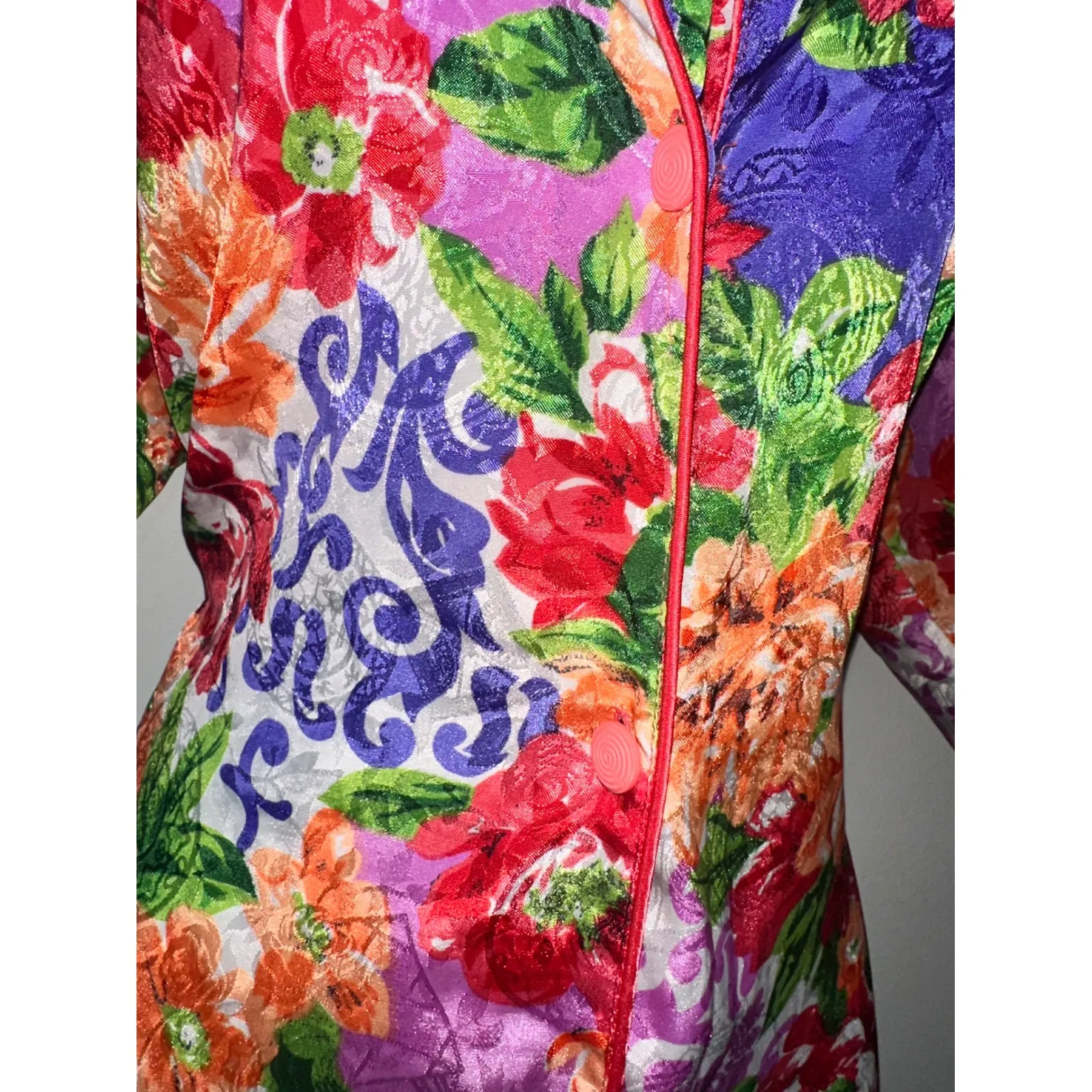 Victoria's Secret‎ Floral Button Down Sleep Shirt Vintage Gold Label Size S - Image 5