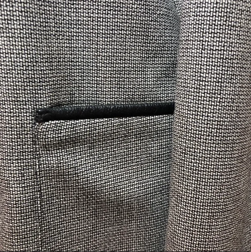 Harvé Benard Vintage  wool Blazer houndstooth leather trim collar size medium 10 - Image 4