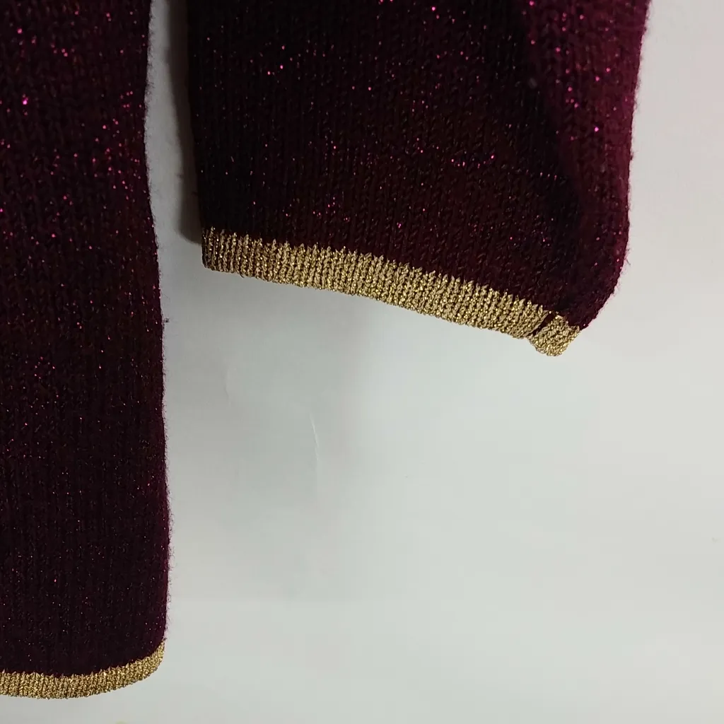 Jaclyn Smith 8  Gold Christmas Beaded Sweater - Image 3