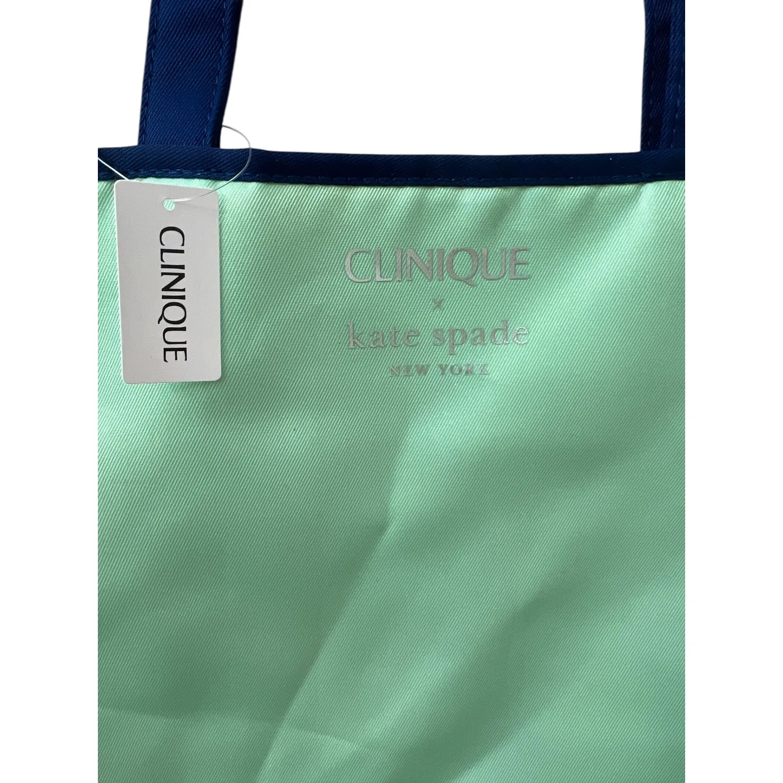 Clinique X Kate Spade New York Tote Bag Mint Green Bag of Tricks Cosmetic Print - Image 3