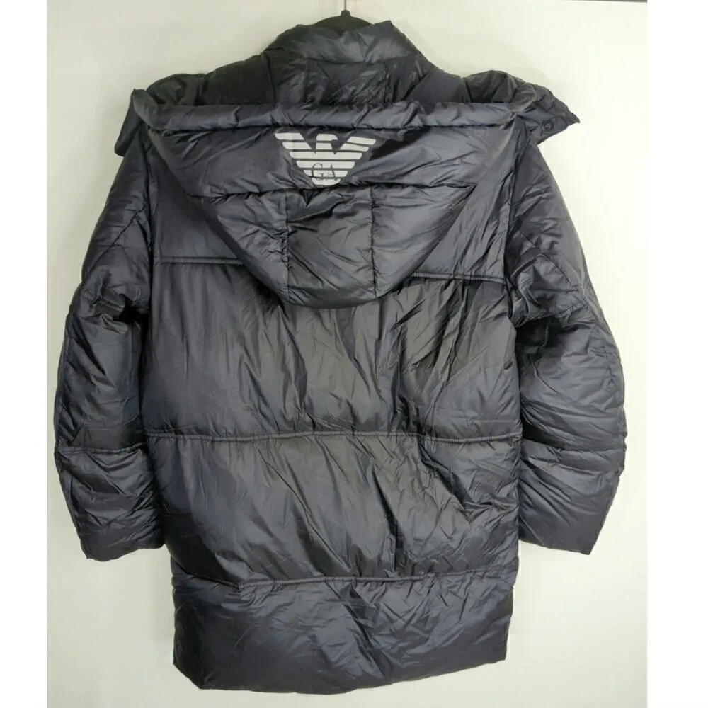 Emporio‎ Armani Women's Detachable Zipper Hoody Puffer Jackets Navy Blue Size L - Image 8