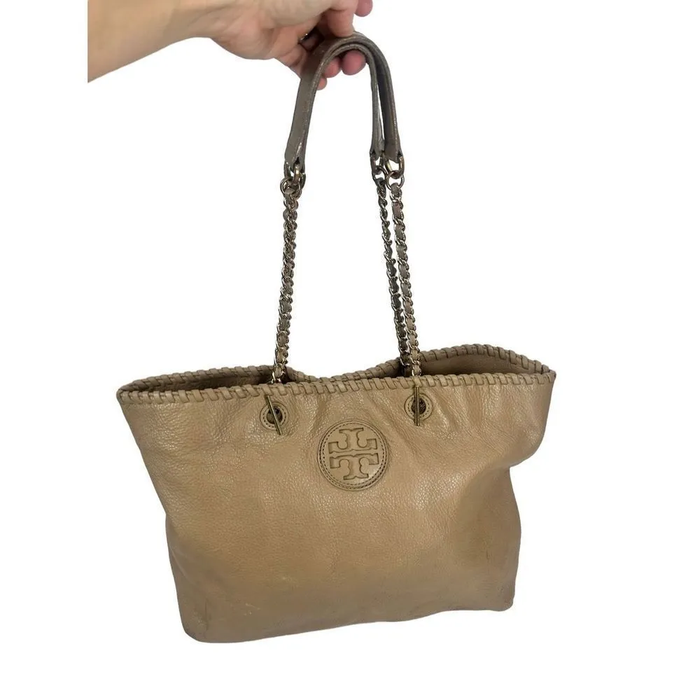 Tory Burch Marion Tote, cognac color, whipstitch leather - preloved but lots of - Image 5