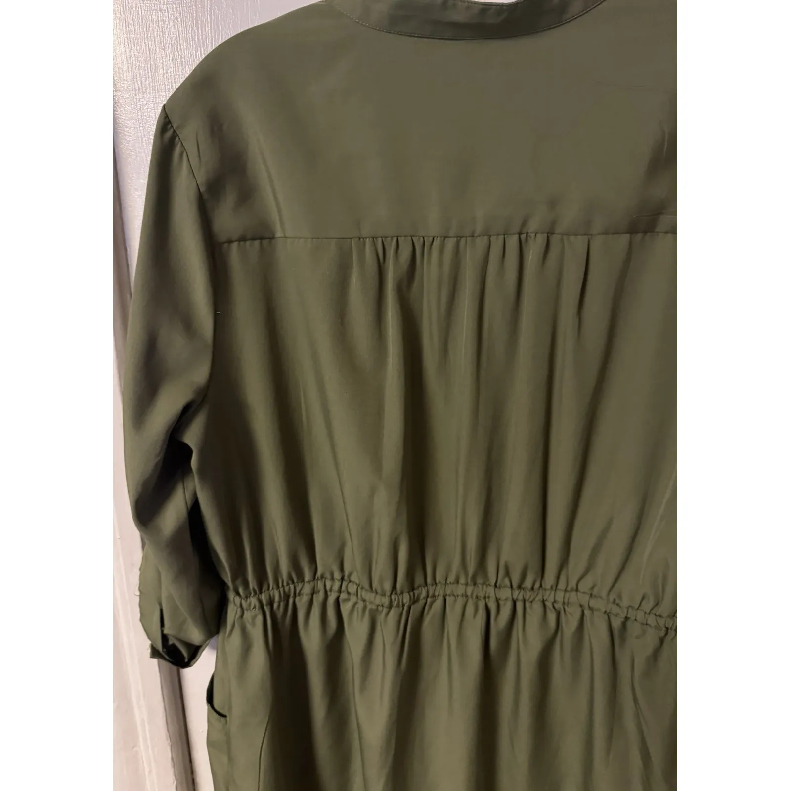 Live 4 Truth Women's Olive Green Size XL Rolled Sleeve Pull Tie Waist Mini Dress - Image 8