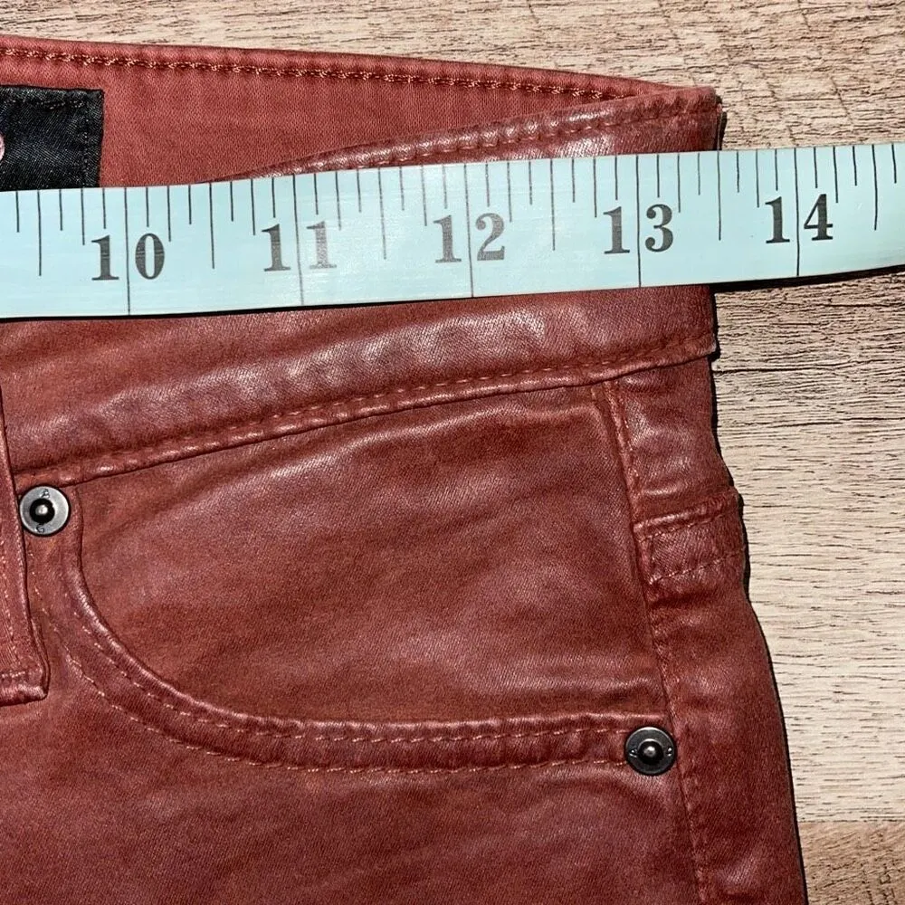 AG Adriano Goldschmied Women's Farrah Skinny Ankle Jeans Coated Bordeaux 25‎ R - Image 11