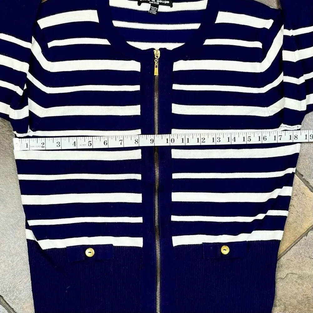 Cable & Gauge Petite Striped Nautical Full Zip Cardigan Jacket PXL - Image 7