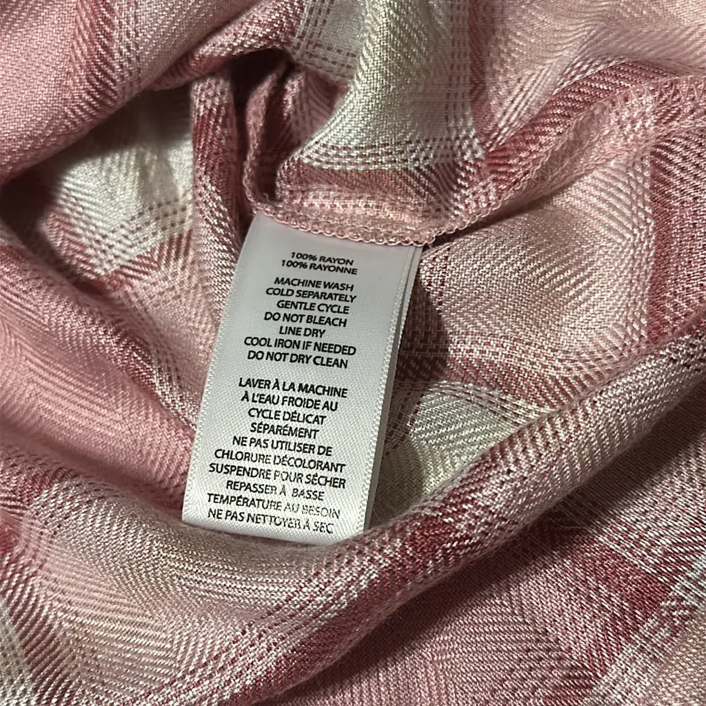 Beachlunchlounge Pink and White Checkered Shirt, Small, NWT - Image 5
