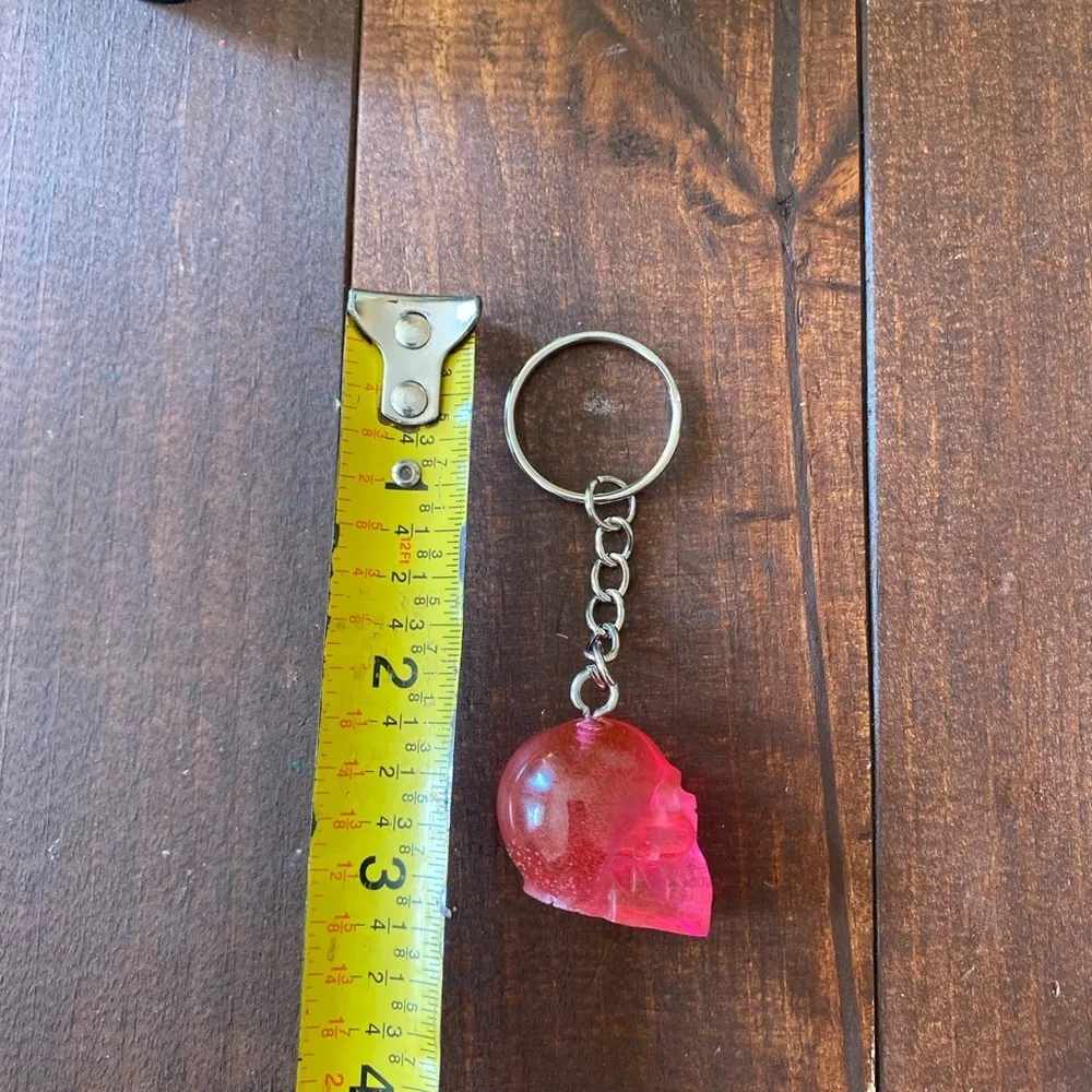 Handmade Resin Clear Pink Skull 3” Keychain Gothic Backpack Bag Charm NEW - Image 7