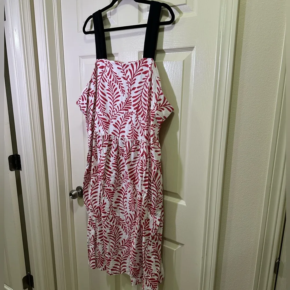 Who What Wear Linen Blend Sleeveless Dress Women’s Plus Size 3X Red Floral Flare - Image 3