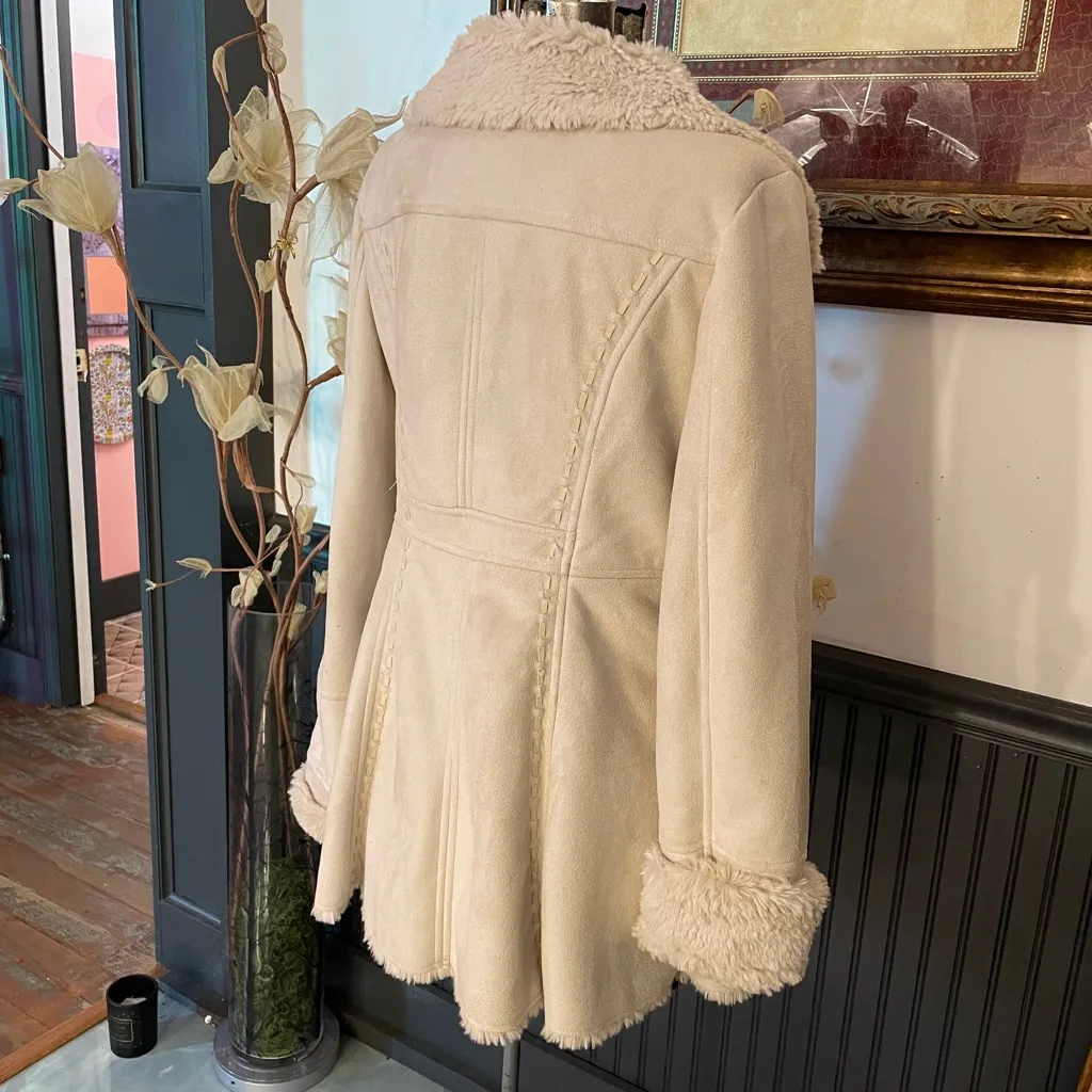 Vintage Jones New York  Penny Lane Faux Suede Warm Lined Shearling Coat Sz S 🧡🎀 - Image 12