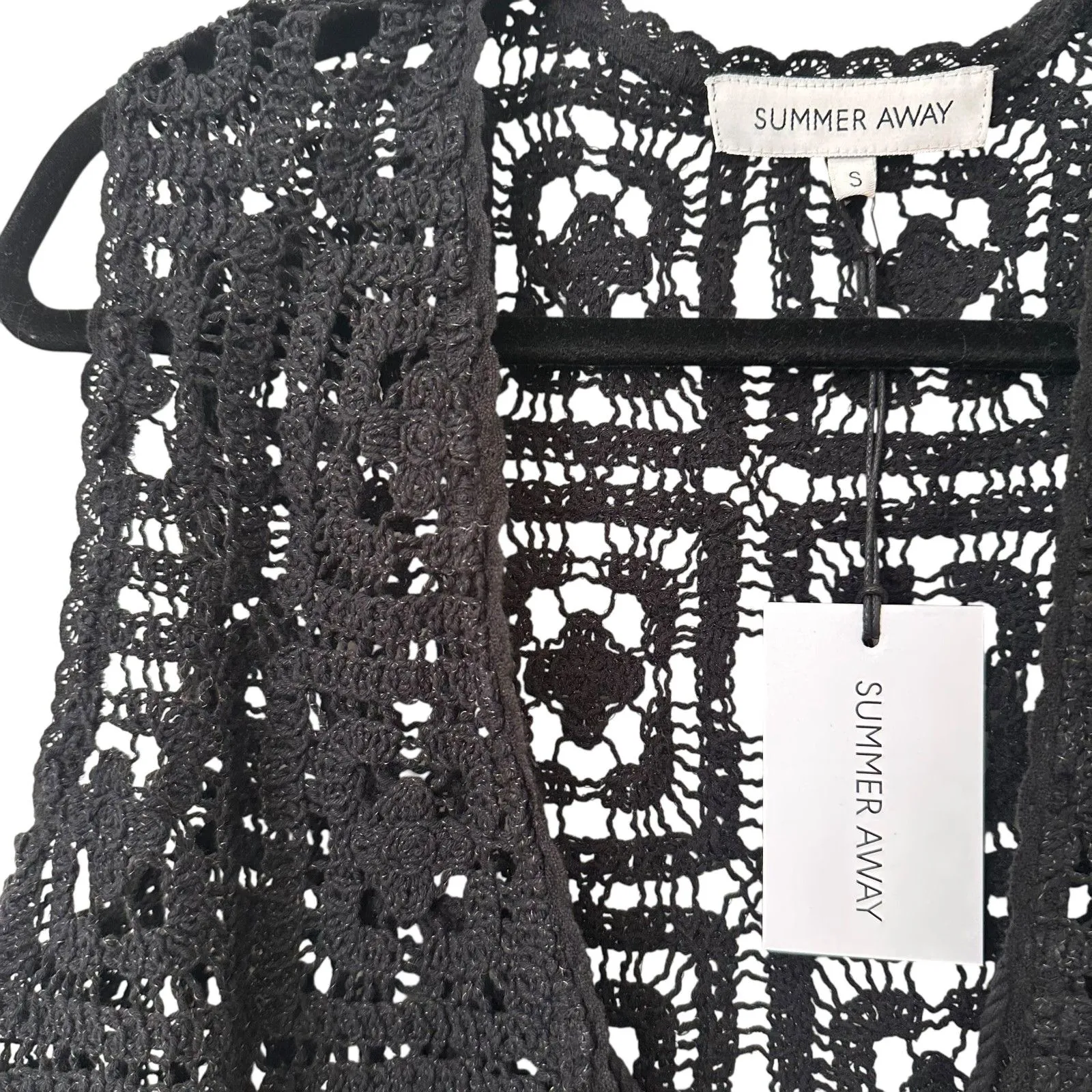 SUMMER AWAY‎ Crochet Tie Front Vest Top Black NWT Small - Image 4