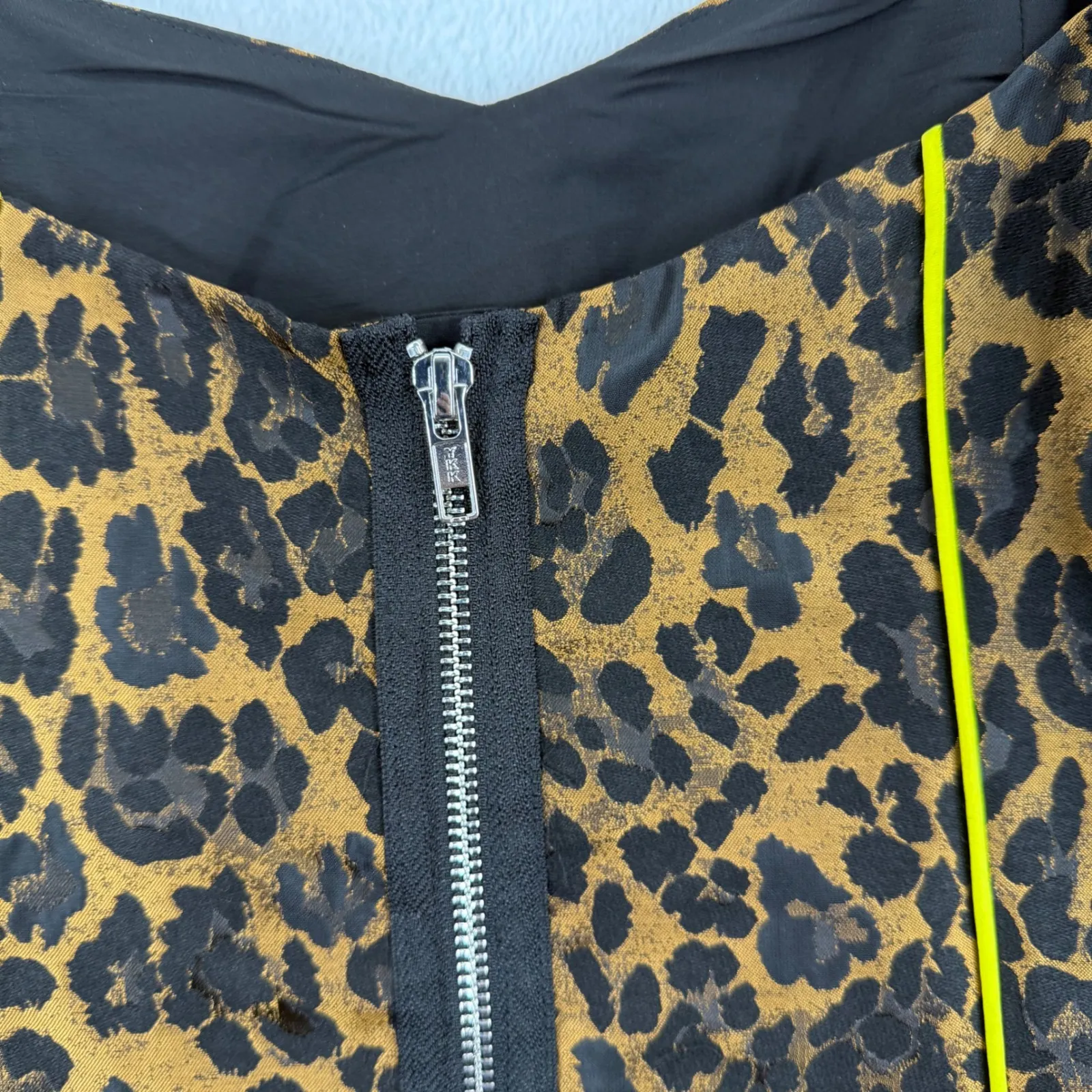 For‎ Love & Lemons Leopard Print Mini Dress Puff Sleeve Yellow Trim S - Image 9