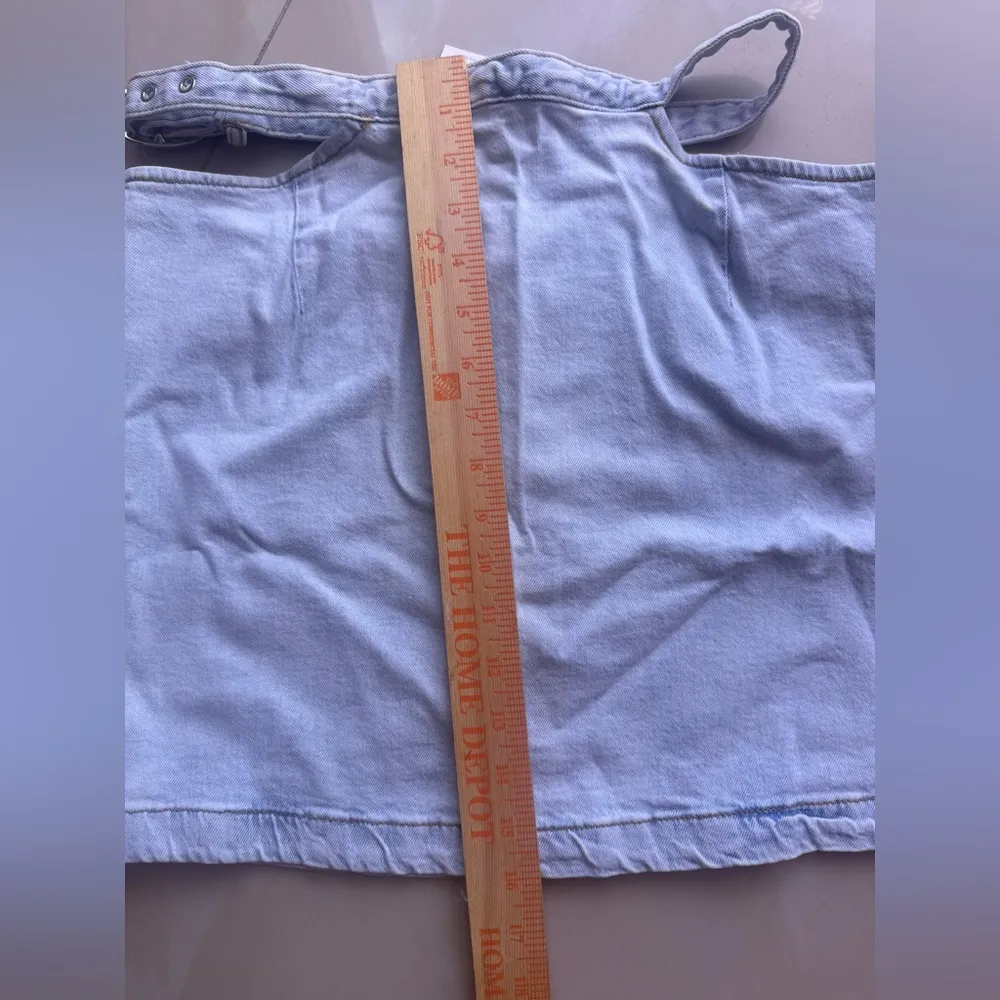 Revolve We Wore What Skirt Women M Denim Cut Out Mini Light Wash 90s Y2K Casual - Image 9