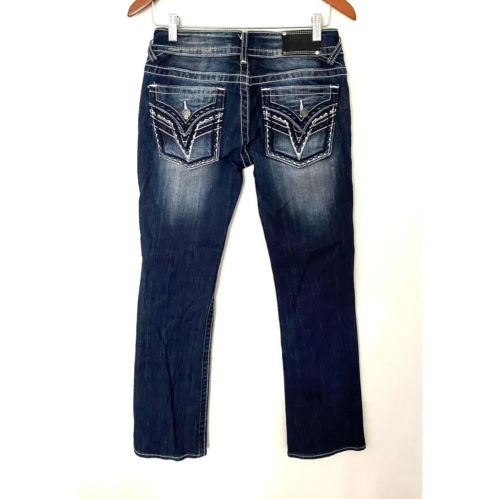 Vigoss The Dallas Boot Cut Medium Wash Y2K Style Denim Jeans Pants Sz 27 - Image 2
