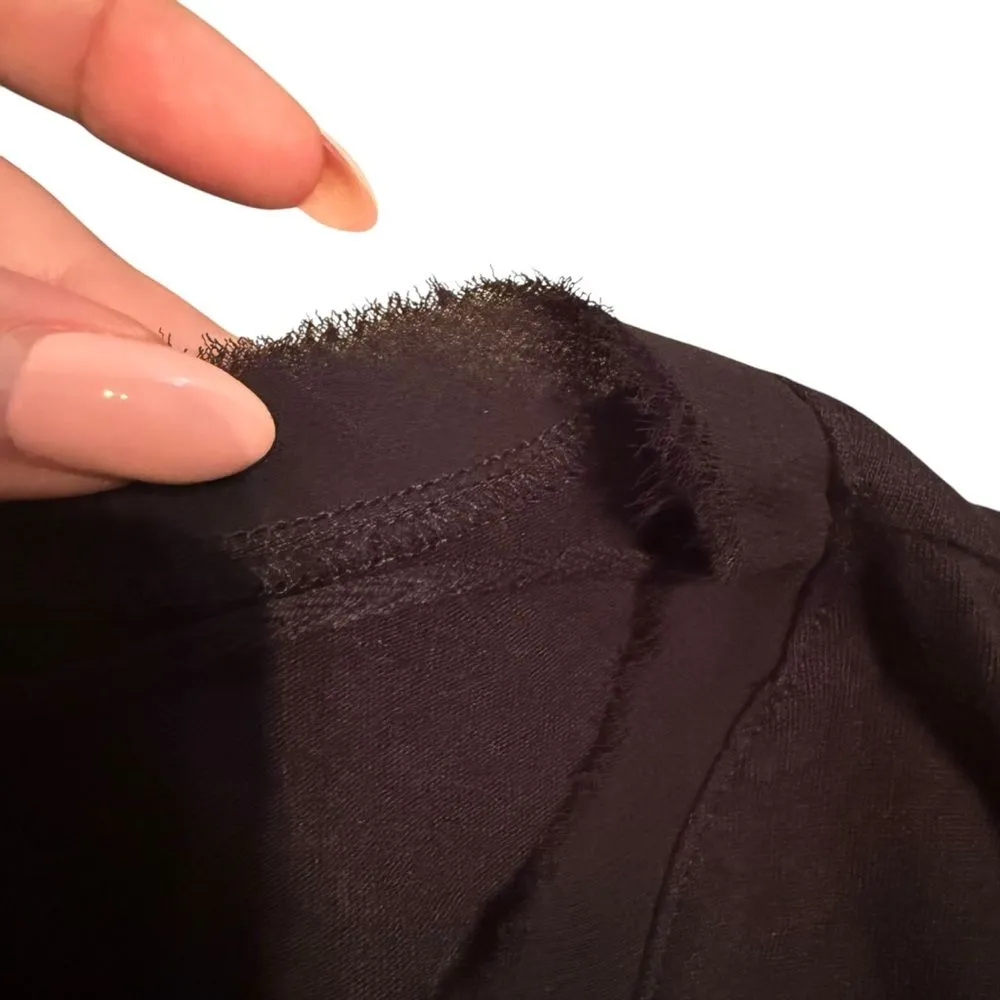 Free People Movement Size M Run In The Sun Crop Tee Solid Black Frayed Hem‎ Yoga - Image 5