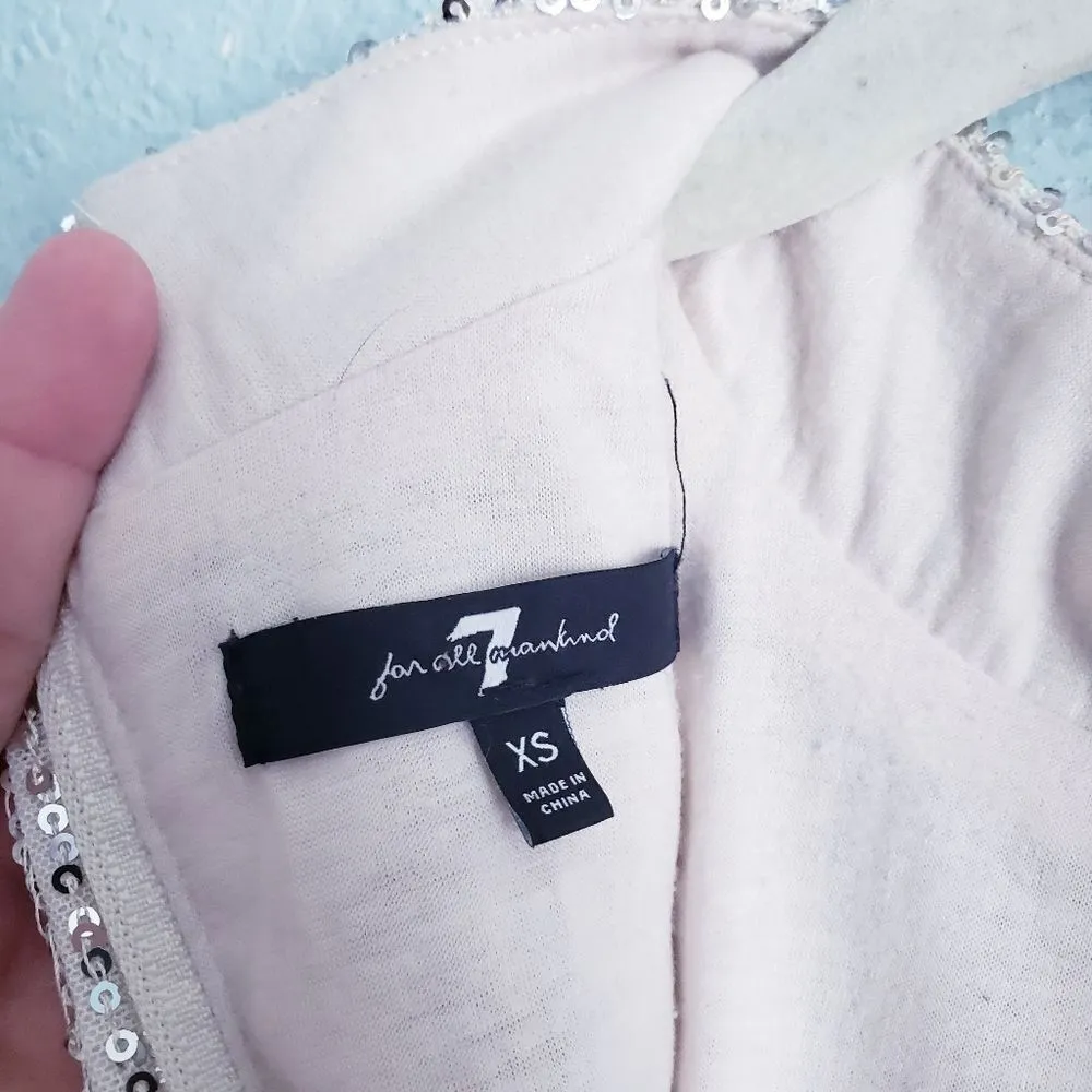 7 For All Mankind Sleeveless Mockneck Sequin Bodysuit - Image 6