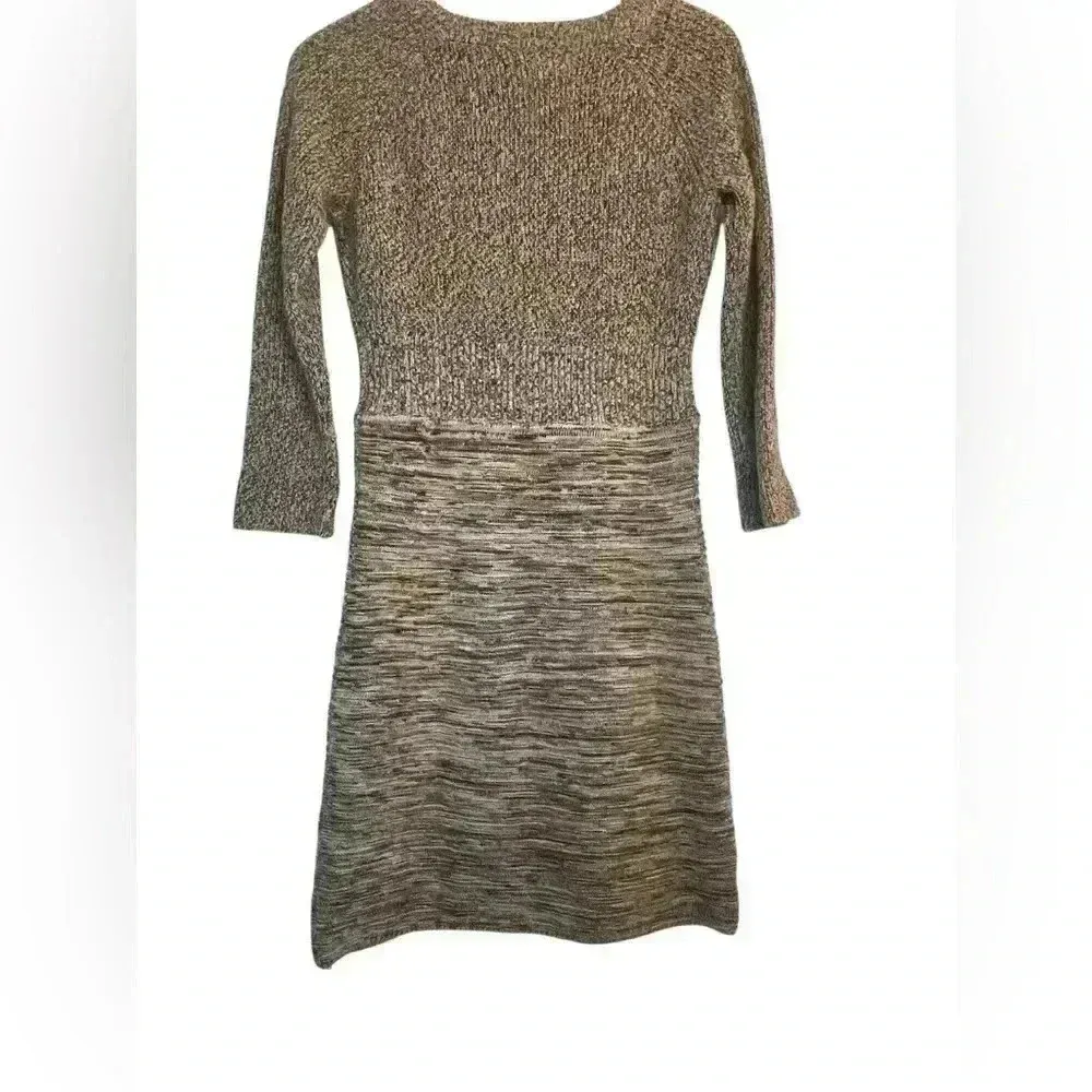 Maggie London Brown Marino Wool Blend Sweater Dress Medium Knit Stretch - Image 4