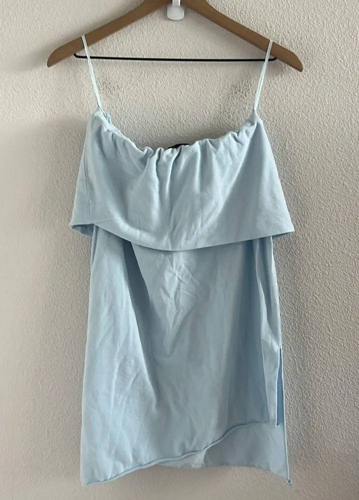 Lacoste Blue Strapless Tunic Top Mini Dress Cover Up High Slit 42 / Large - Image 2