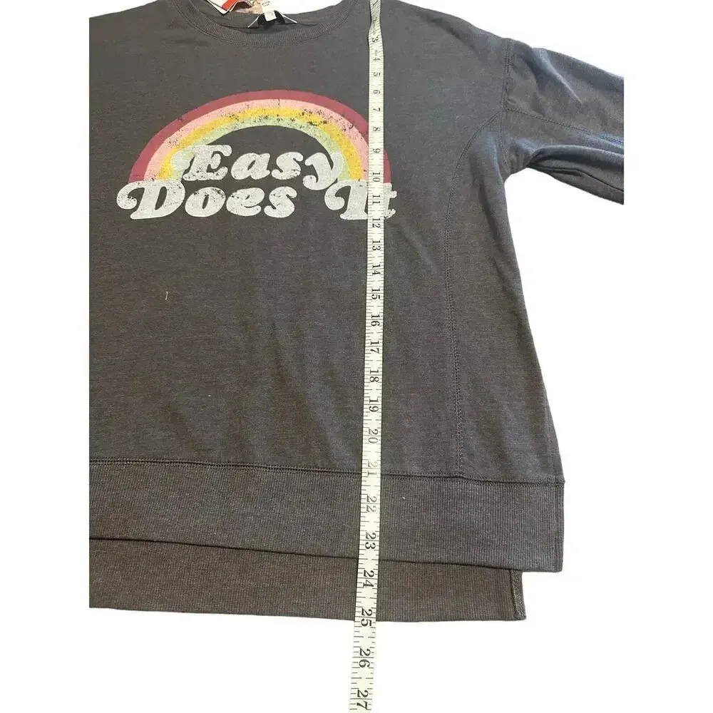 Wildfox Rainbow Lightweight Pullover Size XS Oversized Tunic NWT Crewneck Gray - Image 3