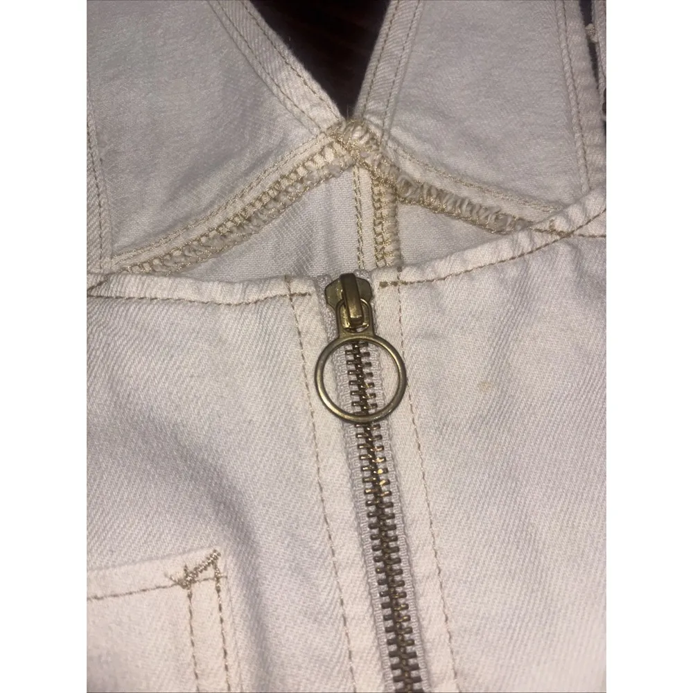 Free People We The Free Sunkissed Denim Short Overalls Zip Front Sz 6 - Image 3