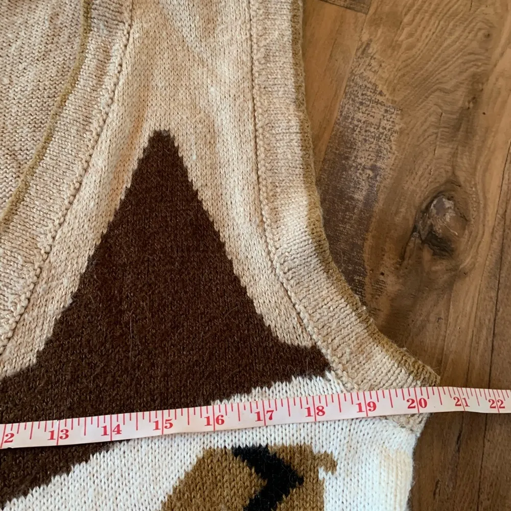 Alpaca Print Style Cardigan Sweater Vest Size L Large Southwestern - Image 4